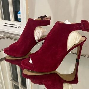 Via Spiga Red Suede Open-Toe Heels